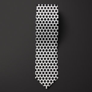 Black and White Futbol Soccer Ball Pattern Neck Tie