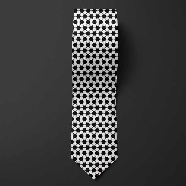 Black and White Futbol Soccer Ball Pattern Neck Tie (Creator Uploaded)