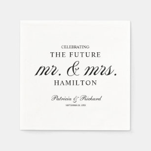 Black And White Future Mr And Mrs Engagement Party Napkins