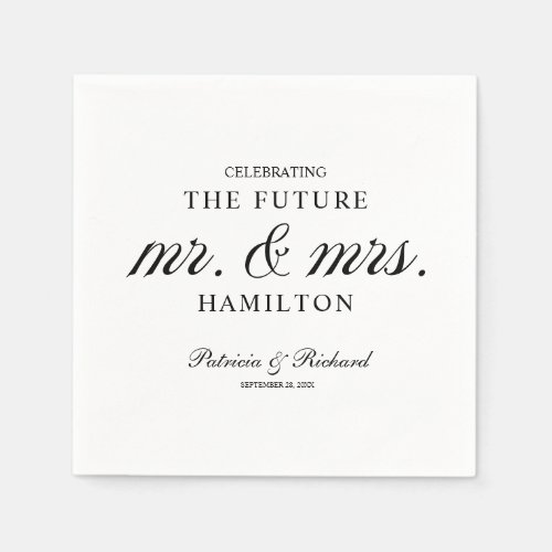 Black And White Future Mr And Mrs Engagement Party Napkins