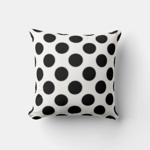 Black and White Fuzzy Polka Dot Pattern Throw Pillow