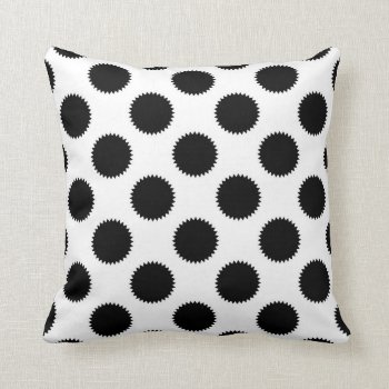Black And White Fuzzy Polka Dot Pattern Throw Pillow by MHDesignStudio at Zazzle