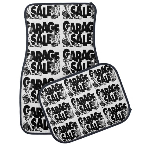 Black and White Garage Sale Travel Pattern Car Floor Mat