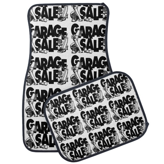 Black and White Garage Sale Travel Pattern Car Floor Mat (Set)