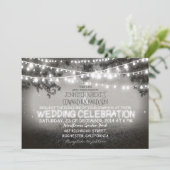 black and white garden lights rustic wedding invitation | Zazzle