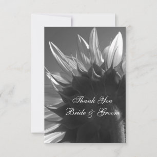 Black and White Garden Sunflower Wedding Thank You Card