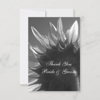 Black and White Garden Sunflower Wedding Thank You Card