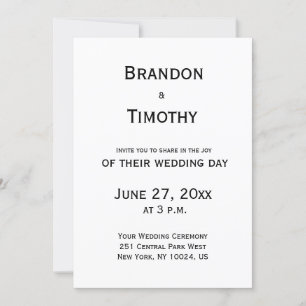 Black And White Gay Wedding Invitations