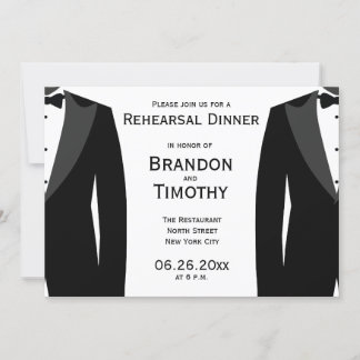 Black And White Gay Wedding Rehearsal Invitations
