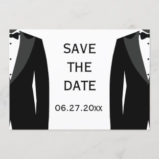 Black And White Gay Wedding Save The Date Card