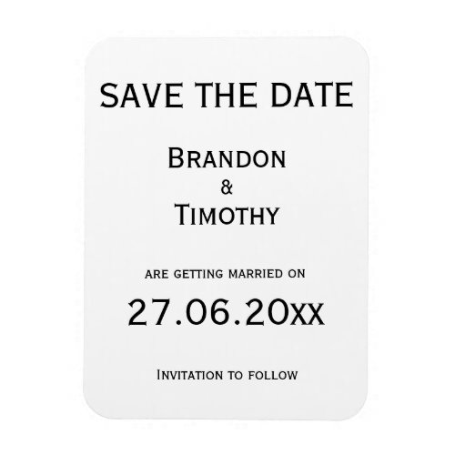 Black And White Gay Wedding Save The Date Magnet