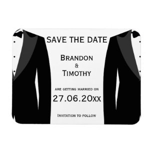 Black And White Gay Wedding Save The Date Magnets