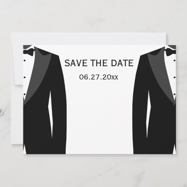 Black And White Gay Wedding Save The Dates Date (Front)