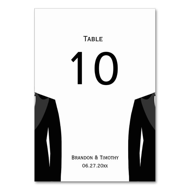 Black And White Gay Wedding Table Numbers Cards