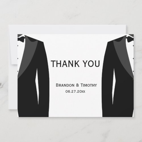 Black And White Gay Wedding Thank You Cards