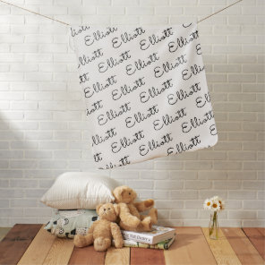 Black and white Gender Neutral Personalized Name Baby Blanket