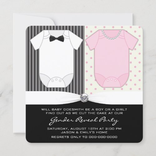 Black White Gender Reveal Party Invitations