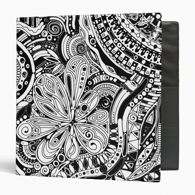 Black And White Geometric Art 15 3 Ring Binder (Front/Inside)