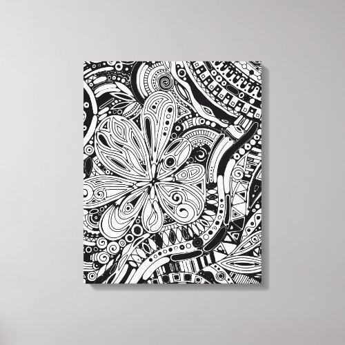 Black And White Geometric Art 15 Canvas Print