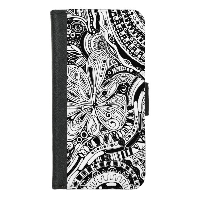 Black And White Geometric Art 15 iPhone Wallet Case (Front)