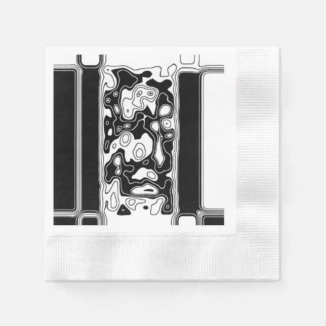 Black And White Geometric Art 1 Napkins (Front)