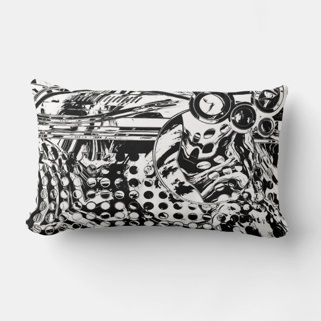 Black And White Geometric Art 20 Lumbar Pillow (Front)