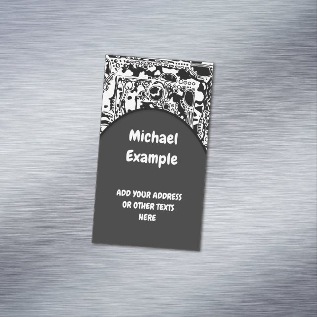 Black And White Geometric Art 25 Business Card Magnet (In Situ)