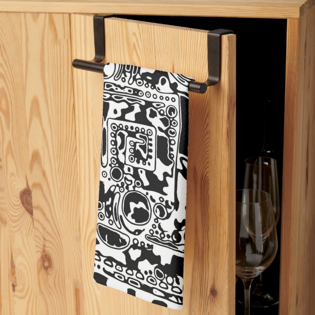 Black And White Geometric Art 25 Kitchen Towel (Thirds Fold)