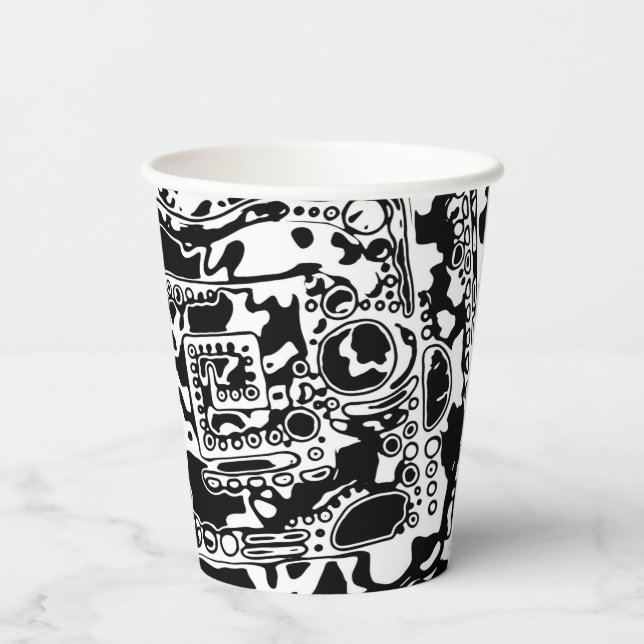 Black And White Geometric Art 25 Paper Cups (Back)