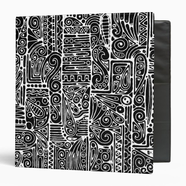 Black And White Geometric Art 2 3 Ring Binder (Front/Inside)