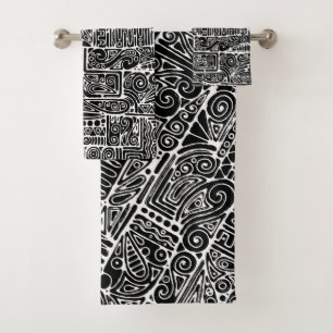 Black And White Geometric Art 2 Bath Towel Set