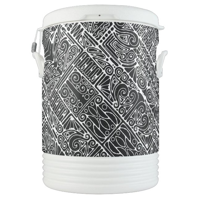Black And White Geometric Art 2 Beverage Cooler (Back)
