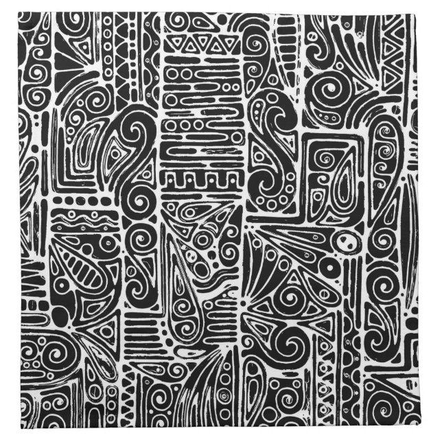 Black And White Geometric Art 2 Cloth Napkin (Front)