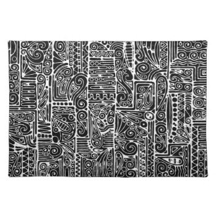 Black And White Geometric Art 2 Cloth Placemat
