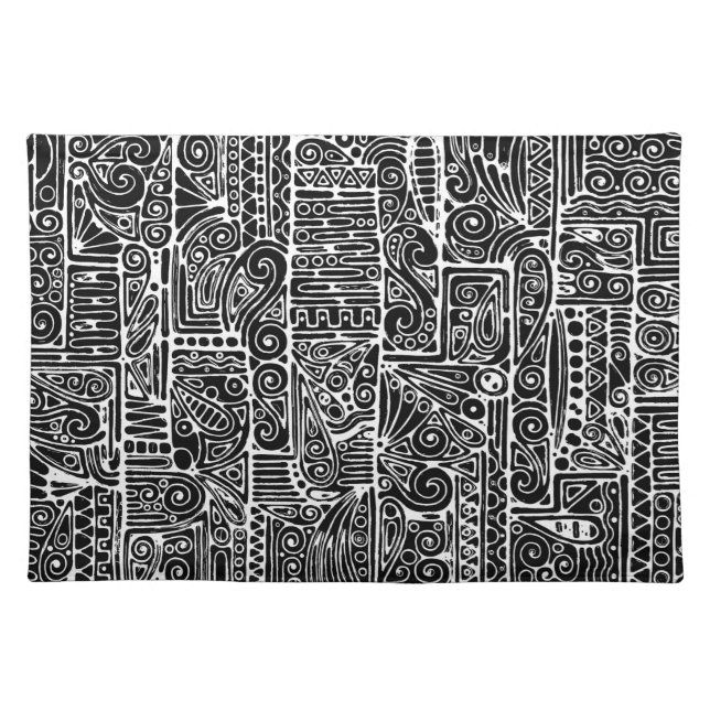 Black And White Geometric Art 2 Cloth Placemat (Front)