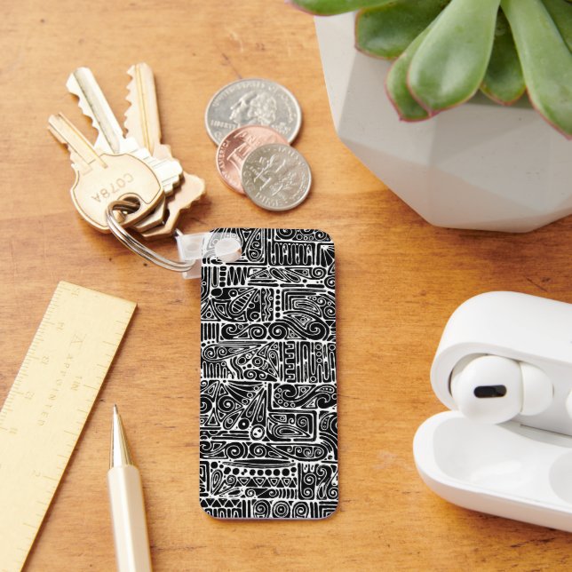 Black And White Geometric Art 2 Keychain (Desk)