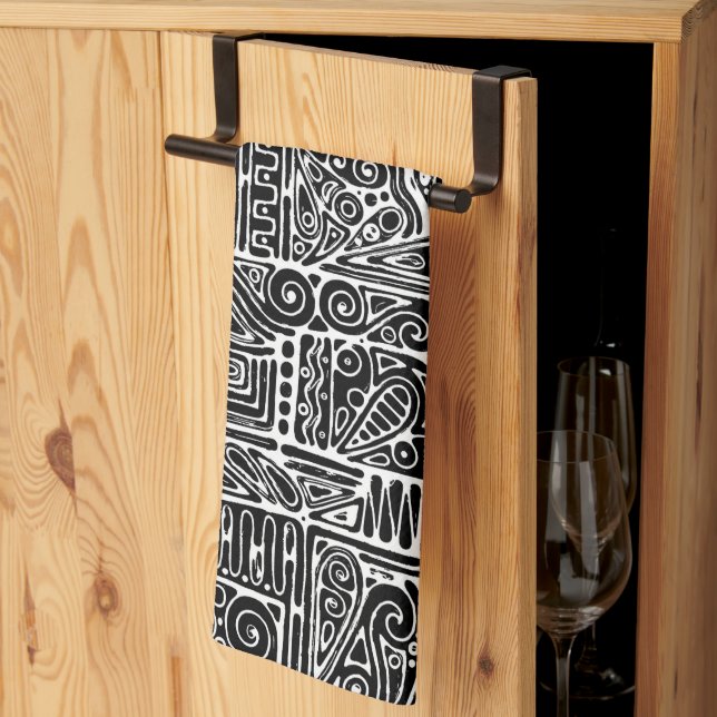 Black And White Geometric Art 2 Kitchen Towel (Thirds Fold)
