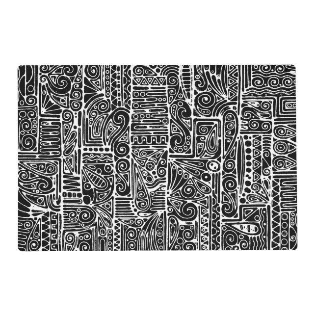 Black And White Geometric Art 2 Placemat (Front)