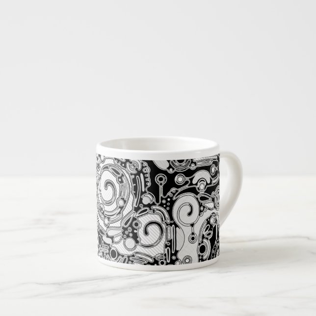 Black And White Geometric Art 3 Espresso Cup (Front Right)