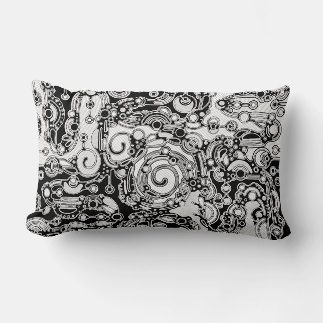 Black And White Geometric Art 3 Lumbar Pillow (Front)