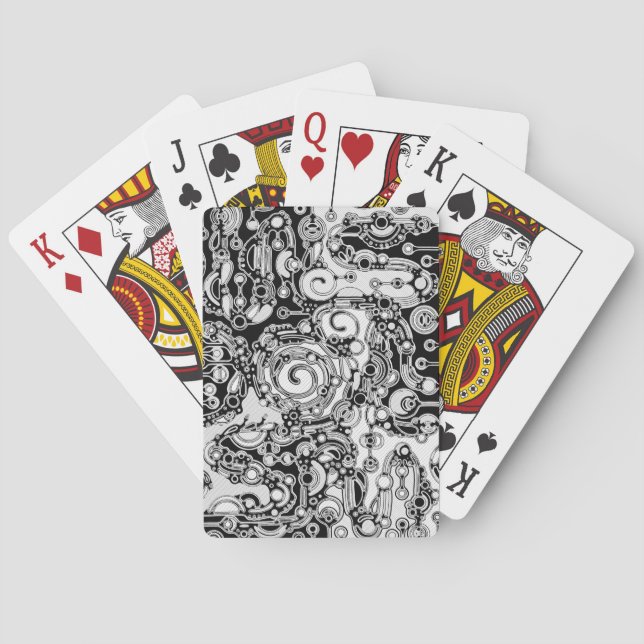 Black And White Geometric Art 3 Poker Cards (Back)