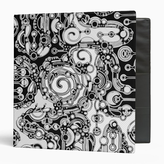 Black And White Geometric Art 3 Ring Binder (Front/Inside)