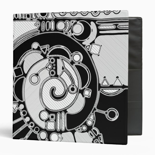 Black And White Geometric Art 4 3 Ring Binder (Front/Inside)