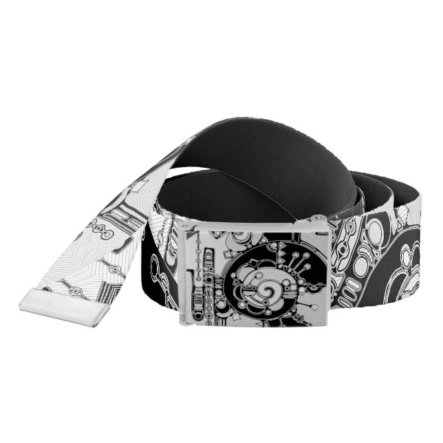 Black And White Geometric Art 4 Belt (Snake)
