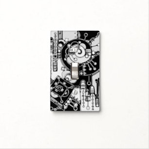 Black And White Geometric Art 4 Light Switch Cover