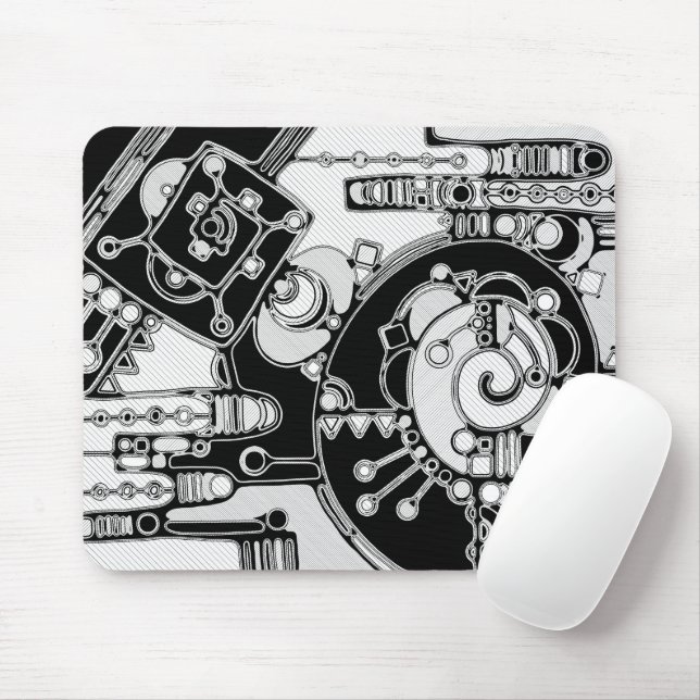 Black And White Geometric Art 4 Mouse Pad (With Mouse)