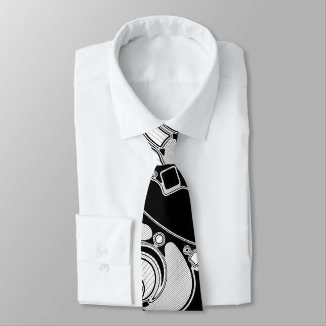 Black And White Geometric Art 4 Neck Tie (Tied)