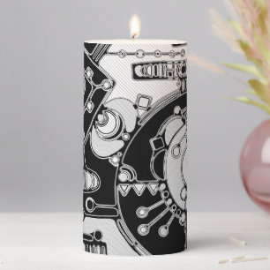 Black And White Geometric Art 4 Pillar Candle