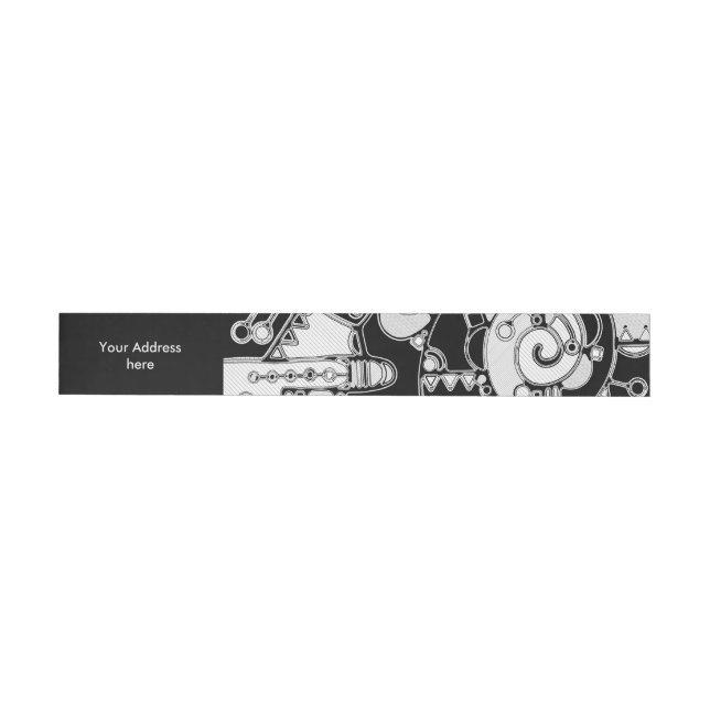 Black And White Geometric Art 4 Wrap Around Address Label (Individual)