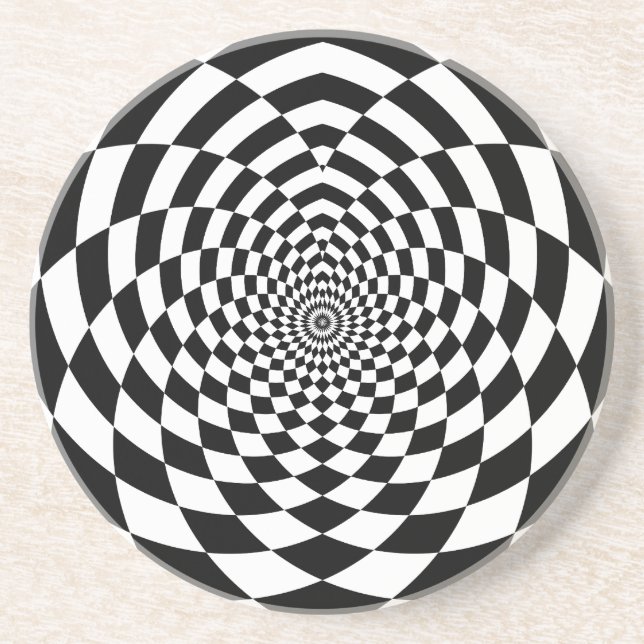 Black and White Geometric Art Coaster (Front)